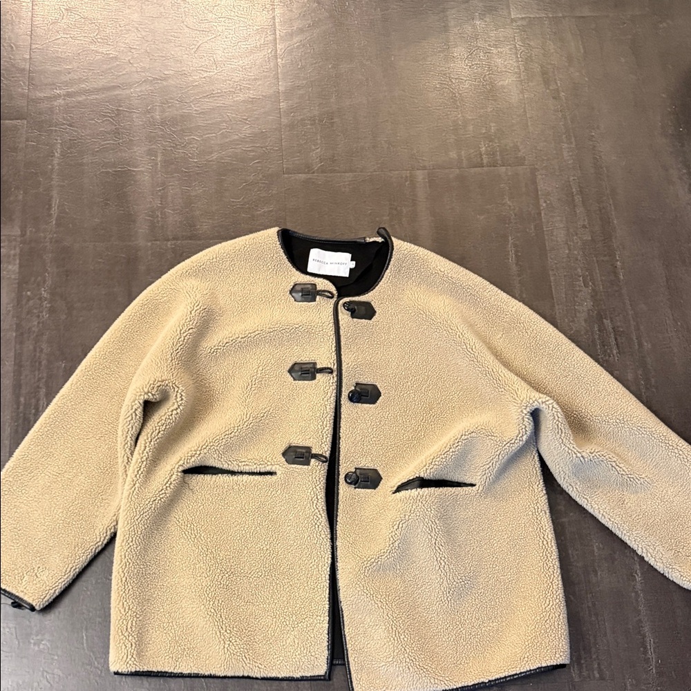 Rebecca Minkoff Tan Teddy Jacket with Black Toggles